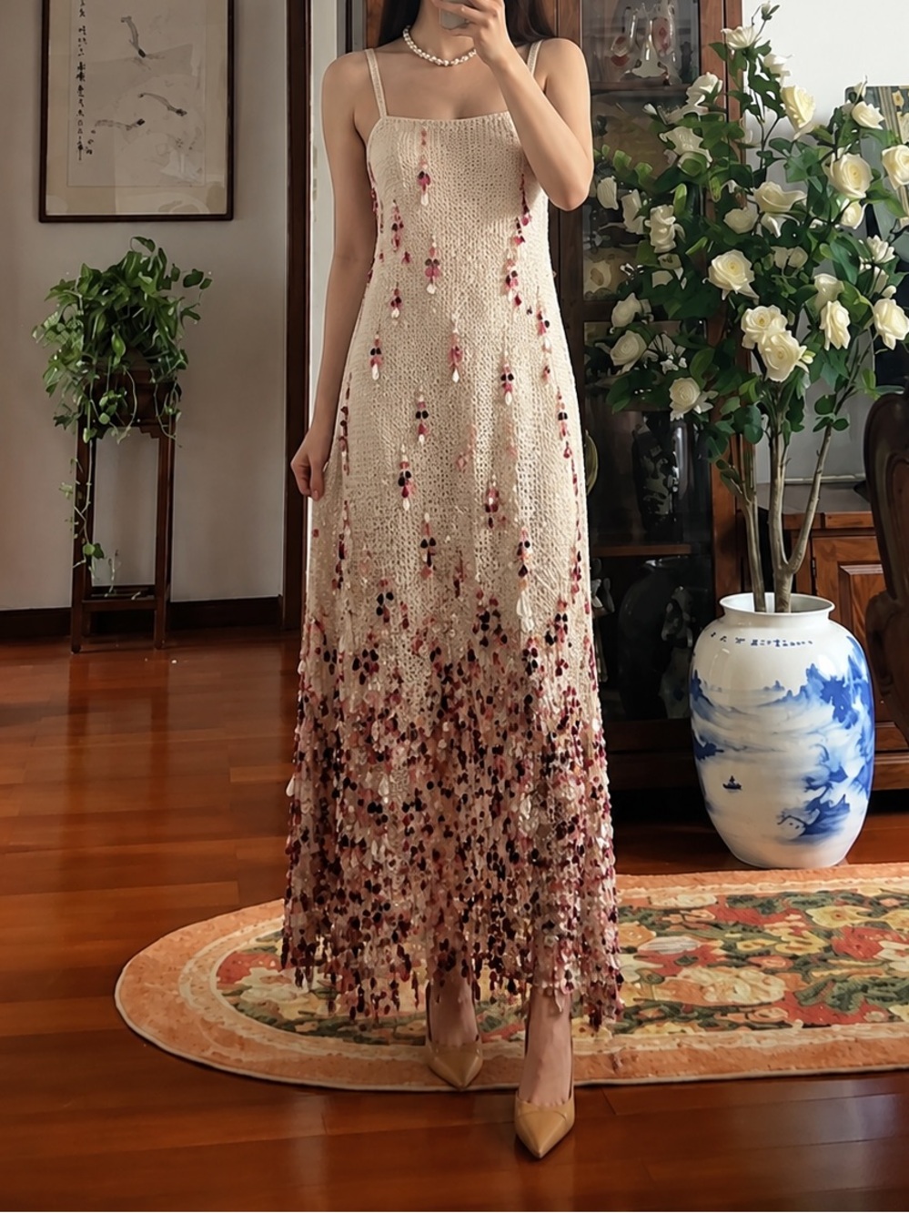 Antipodean Periscope Cotton Crocheted Hand Embellished Midi Dress AU12/US8 NWT - Picture 4 of 13